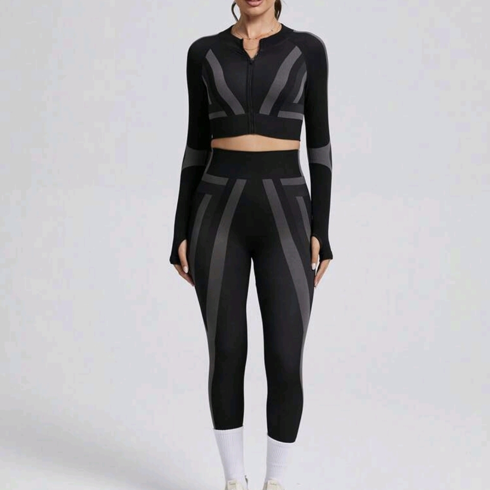 SHEIN Black and Gray Women's Track Set